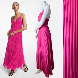 Pleated Pink Maxi Dress Wedding Guest Event Girly Coquette Victorian Baby Shower